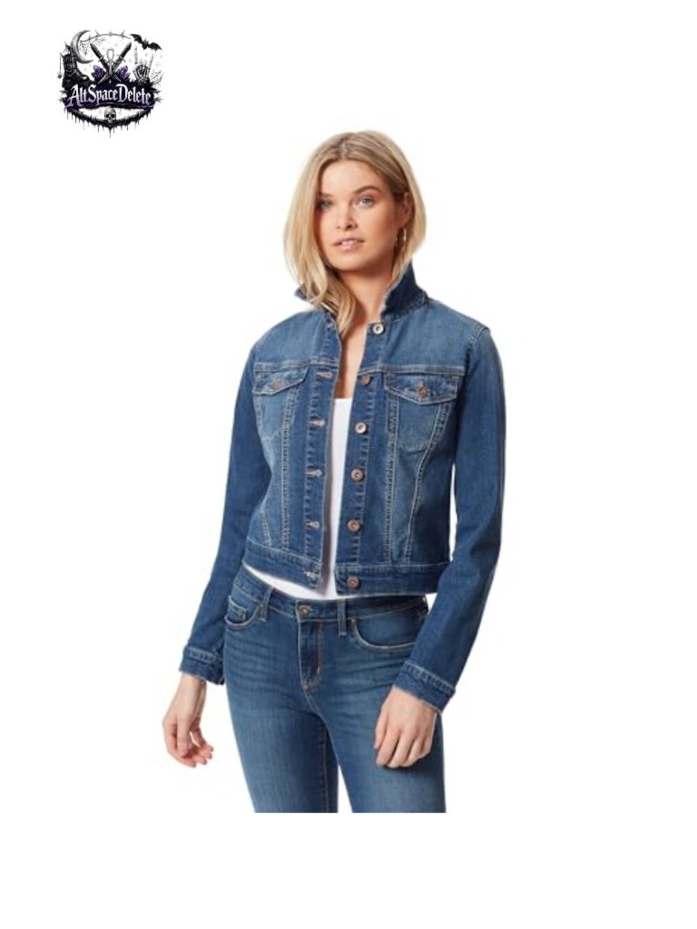 Cropped Button Front Denim Jean Jacket Western Back Yoke